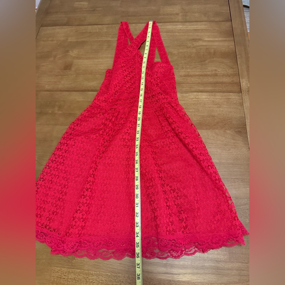 MODA International Red Lace Halter Dress size 4 Dress EUC - Picture 12 of 13